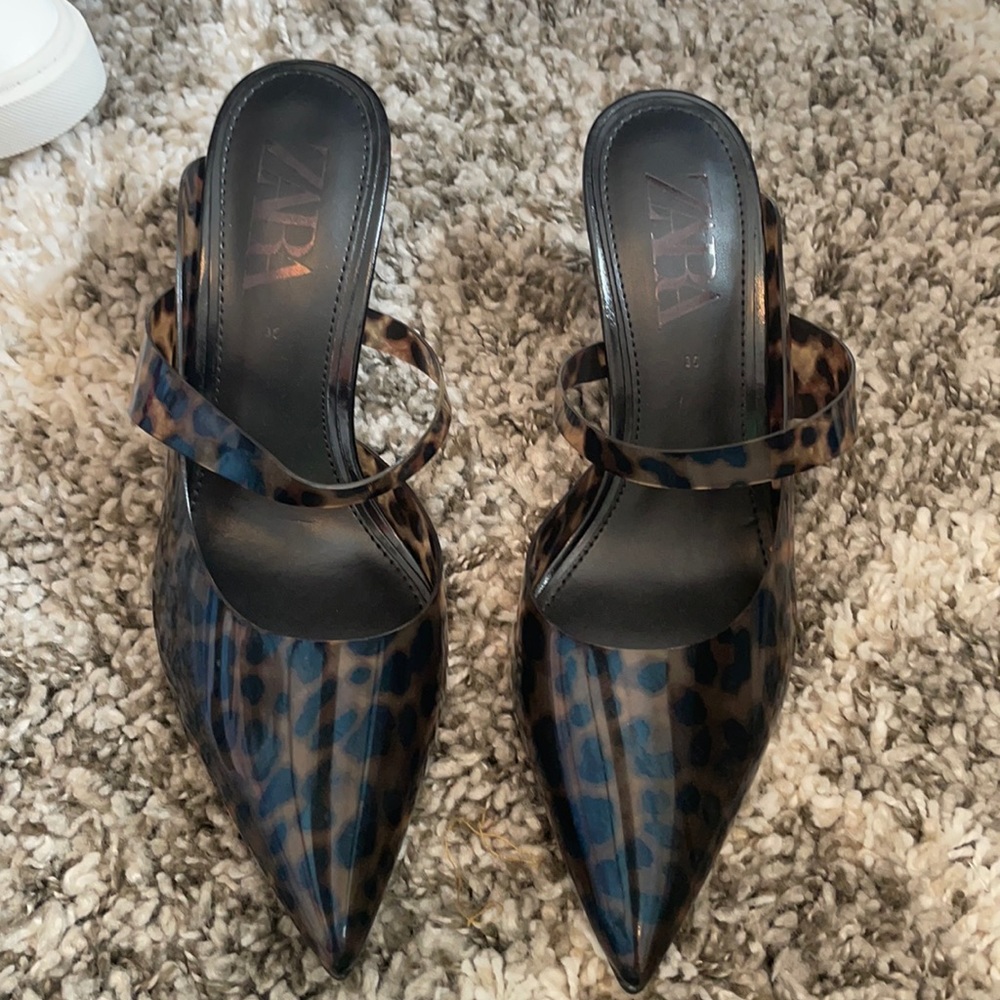 Zara leopard transparent heels